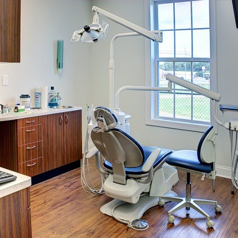 Treatment chair at dentist’s office