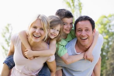 Smiling family on a sunny day